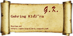 Gehring Klára névjegykártya
